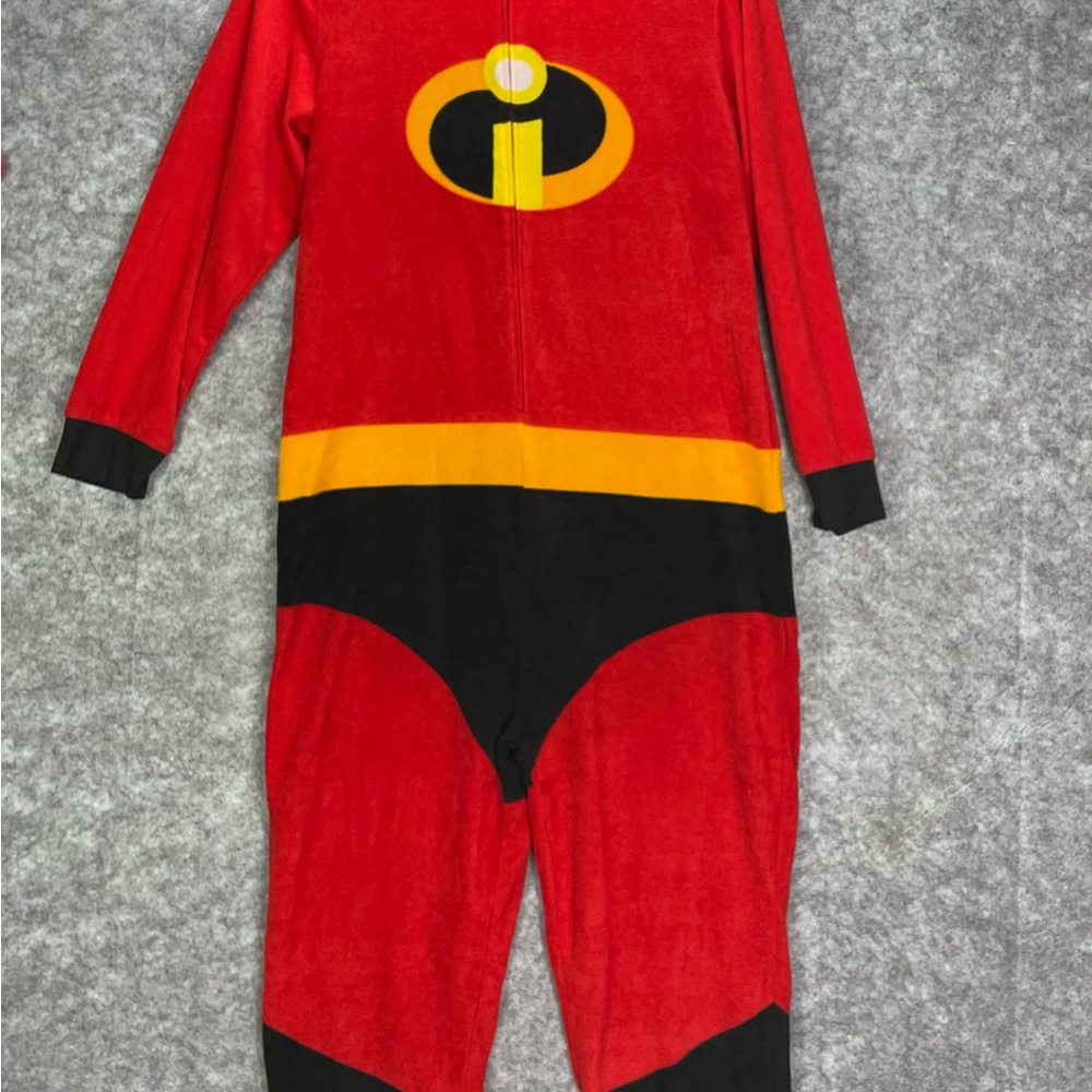 Disney Pixar Mr. Incredibles Union Suit One Piece Zip Fleece Pajamas Costume L - Picture 2 of 9